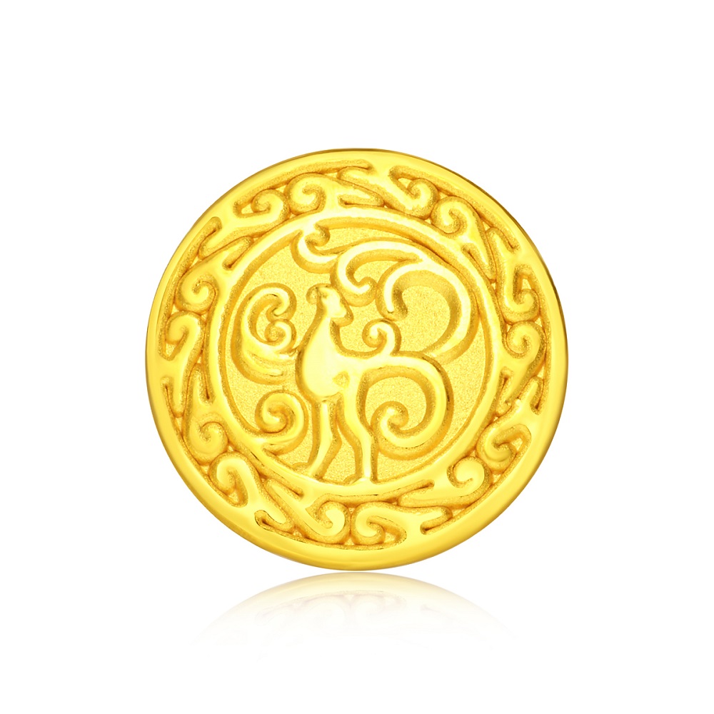 周大福jewelria 故宫百宝阁系列 彩凤呈祥足金吊坠