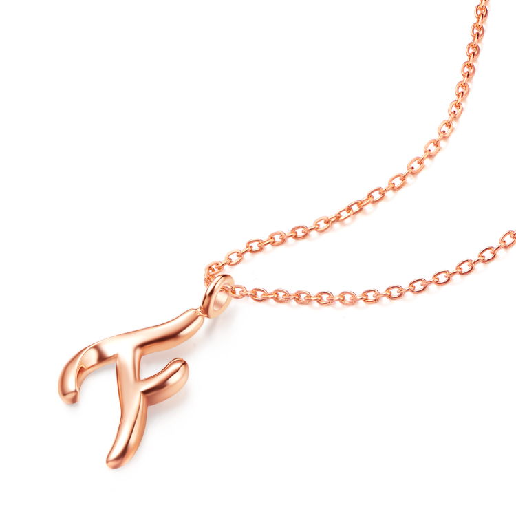 周大福mycode系列f字母10k金项链