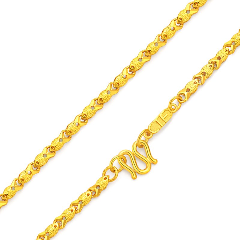 奇妙鱼骨黄金足金项链