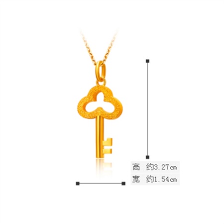 周大福钥匙足金黄金吊坠 周大福官方商城