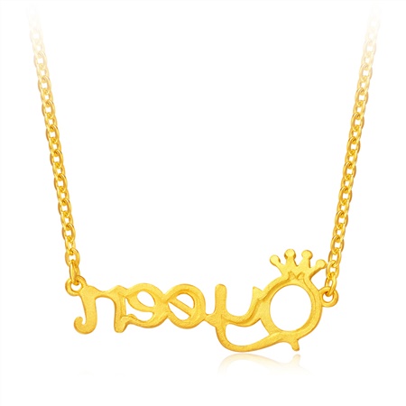 周大福女王queen字母足金黄金项链套链