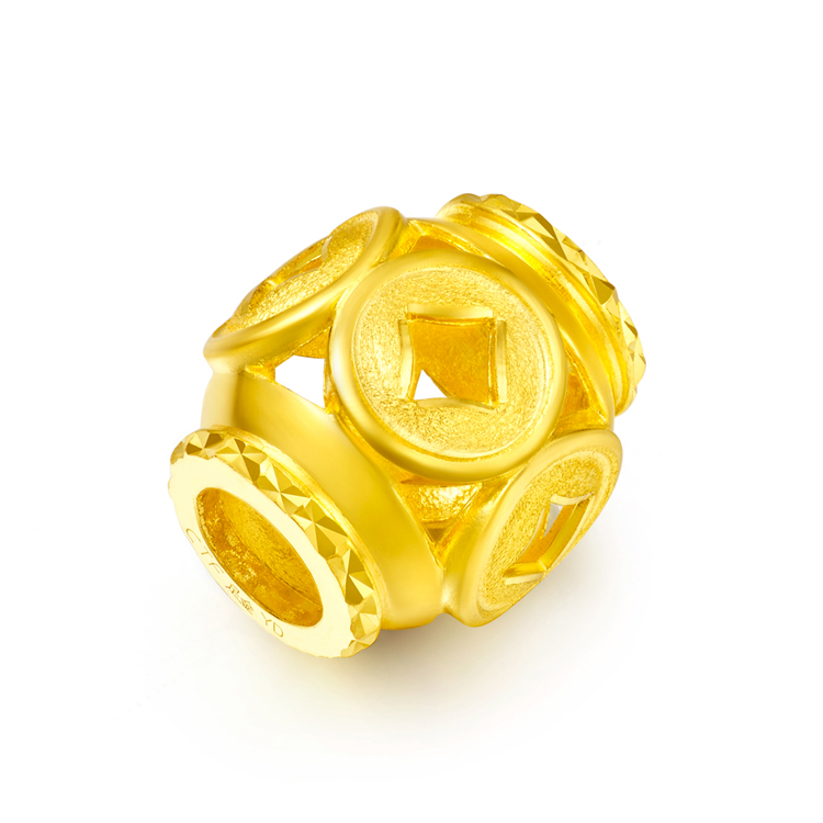 【网店尊享款】金钱黄金足金吊坠转运珠