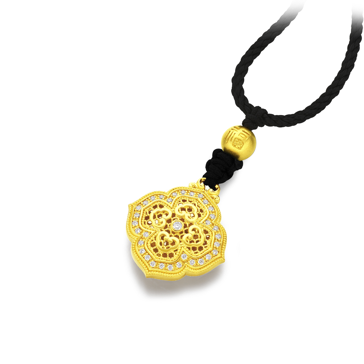 周大福传承国韵传承如意满堂黄金镶钻吊坠fr1548