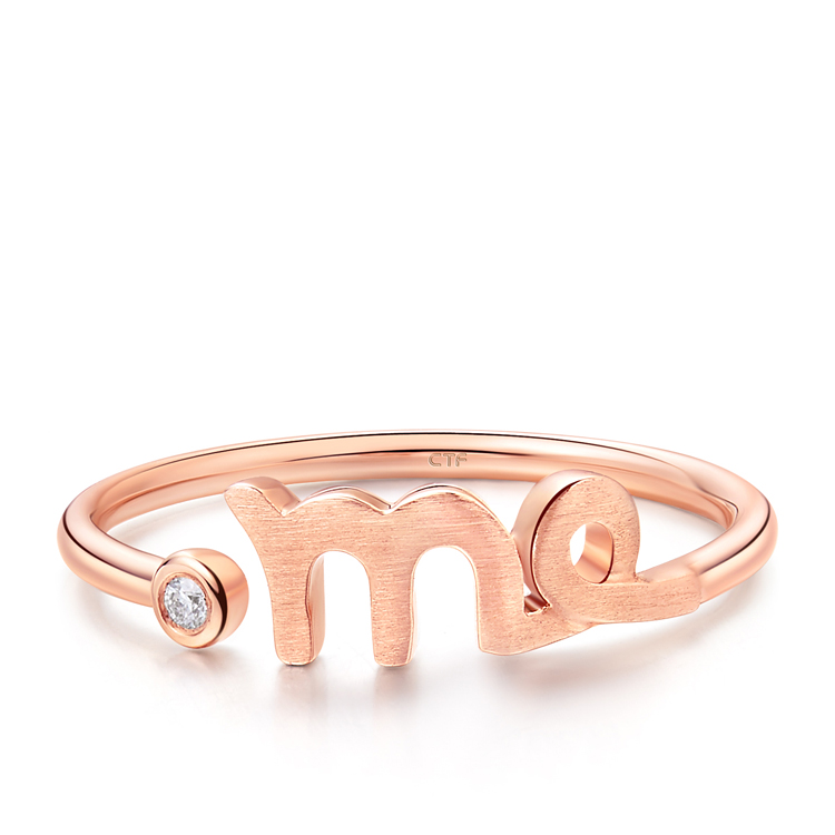 网店尊享款周大福天秤座10k金镶钻石戒指