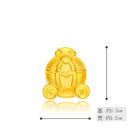 周大福 迪士尼 公主 南瓜车足金黄金吊坠