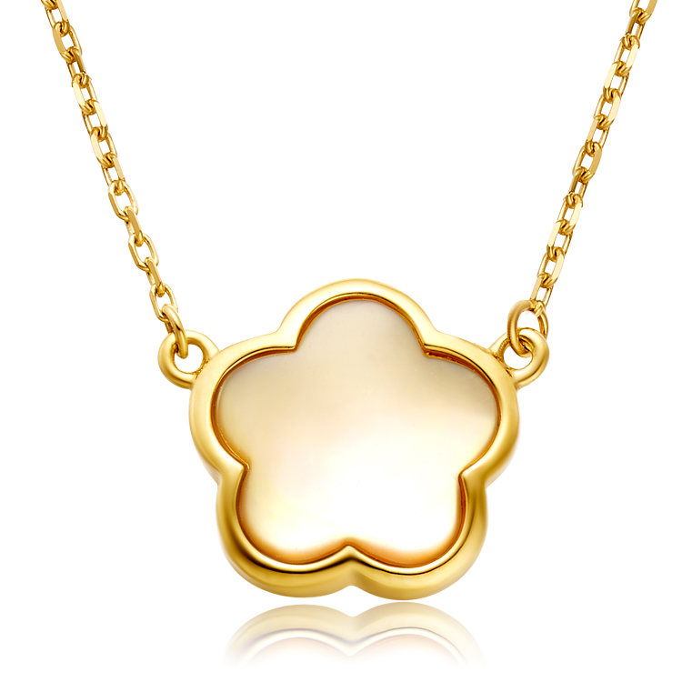 可爱星星10k金镶贝壳项链