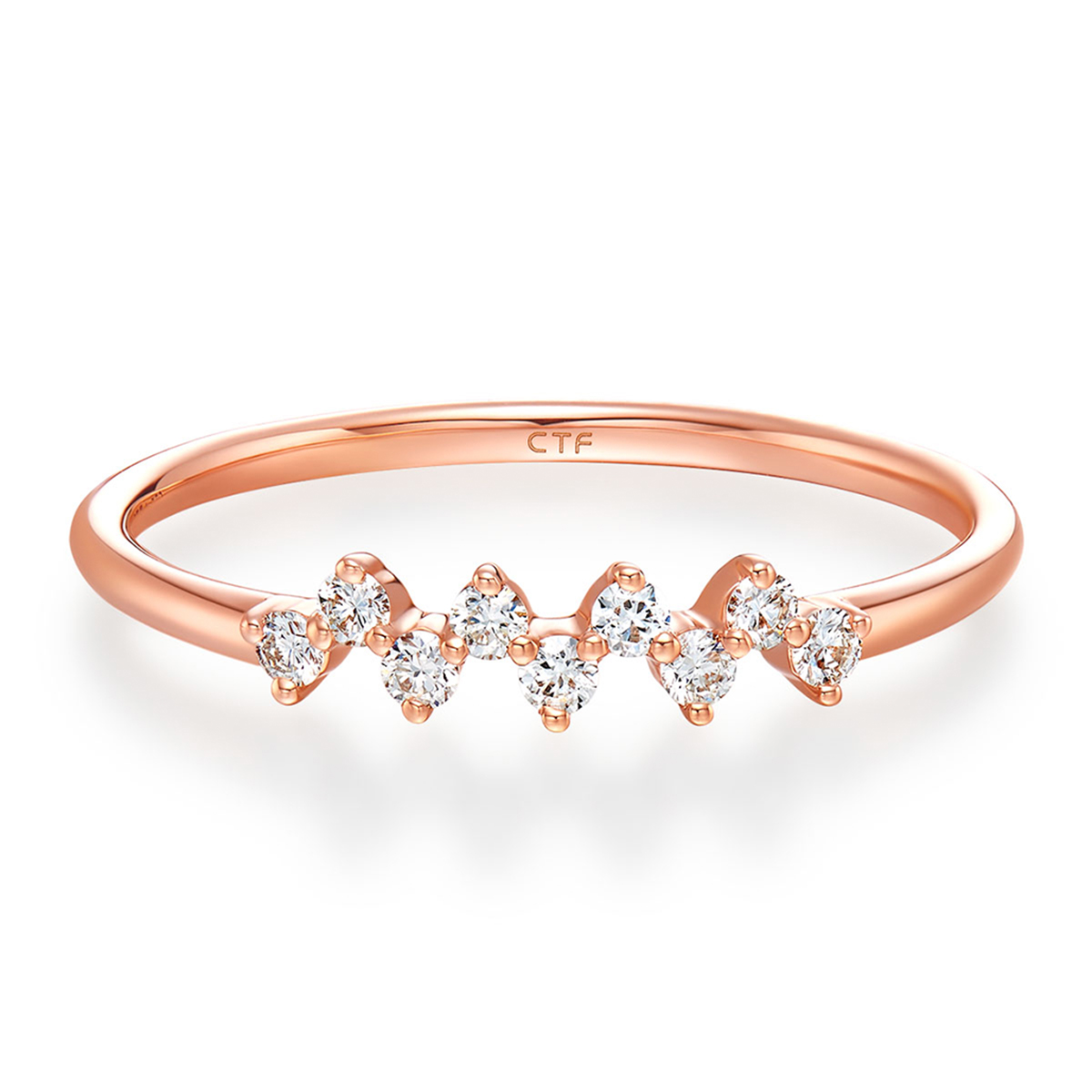 周大福 小心意系列 18k金镶钻戒指