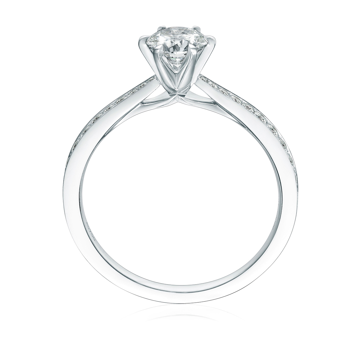 测试勿拍_周大福 臻爱系列 18k金白简约精致通勤聚会求婚钻石戒指