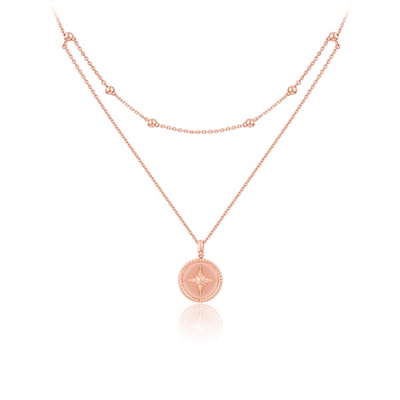 周大福soinlove 经典款八芒星锁骨链18k玫瑰金项链