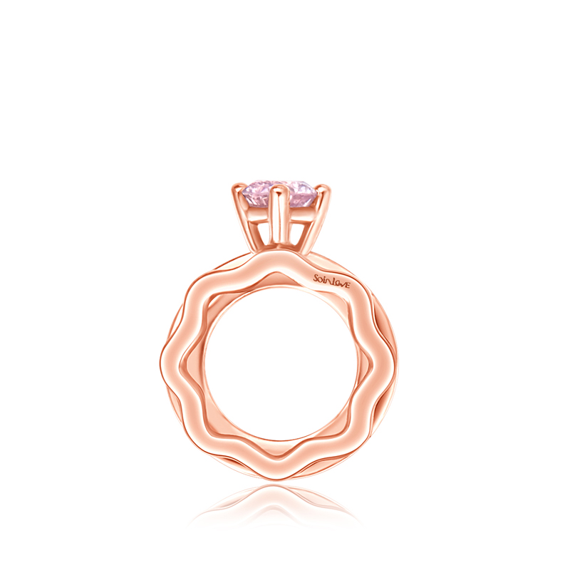 周大福 soinlove小确幸系列 18k金粉钻bb戒