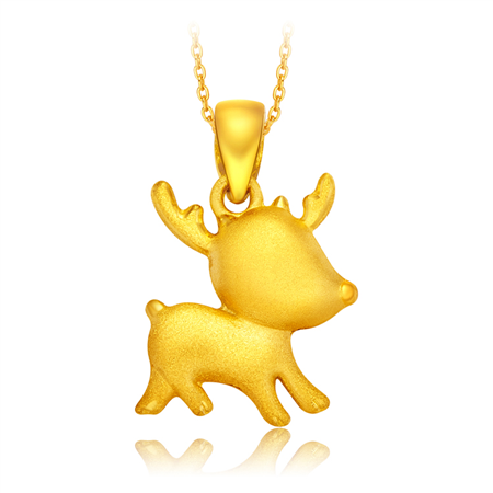 网店尊享款】周大福 超萌小鹿足金黄金吊坠