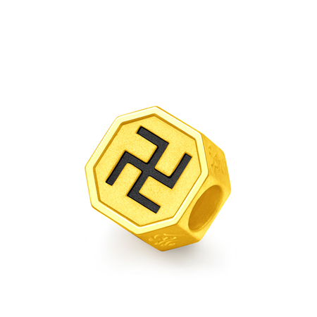 环保行动周大福卍字足金黄金转运珠