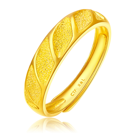 周大福幸福对戒足金黄金戒指(男戒)