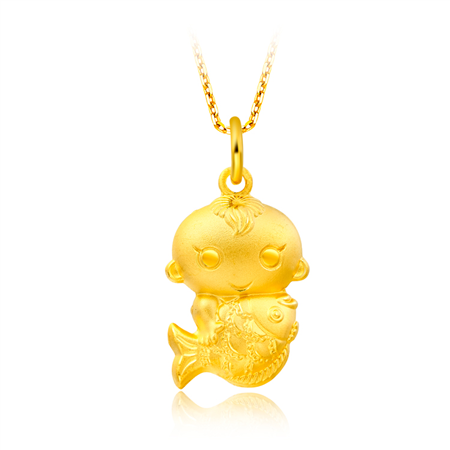 光沙吉祥童子(男)黄金足金吊坠