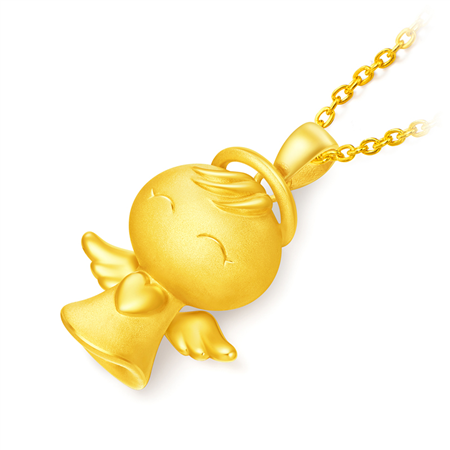 周大福福星宝宝健康宝宝足金黄金吊坠
