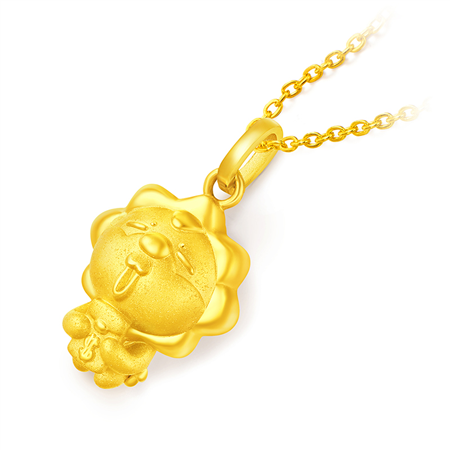 周大福可爱小狮子足金黄金吊坠