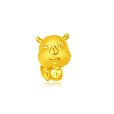 周大福 十二生肖系列 生肖牛犀利牛足金黄金转运珠吊坠
