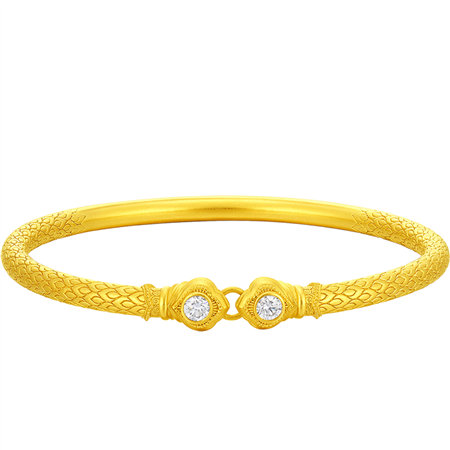 预售周大福人生四美系列知音鸟足金黄金镶钻手镯8月31日前发货含31日